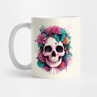 Lady skull, sugar skull, dark, La catrina, calavera, skeletons lovers, cool skulls, bones, gothic floral lady Mug